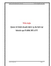 Tiểu luận Quản tri kinh doanh dịch vụ du lịch tại khách sạn PARK HYATT