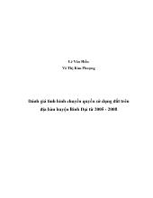 Ðánh giá tình hình chuyển quyền sử dụng đất trên địa bàn huyện Bình Đại từ 2005 - 2008