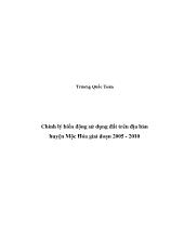 Chỉnh lý biến động sử dụng đất trên địa bàn huyện Mộc Hóa giai đoạn 2005 - 2010