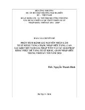 Chuyên đề Phân tích đánh giá nguyên nhân làm xuất khẩu tăng chậm, nhập siêu tăng cao sau khi Việt Nam gia nhập WTO và các giải pháp khắc phục để tăng xuất khẩu, giảm nhập siêu trong thời kỳ tới năm 2020
