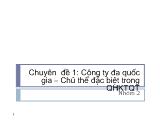 Công ty đa quốc gia – Chủ thể đặc biệt trong quan hệ kinh tế quốc tế