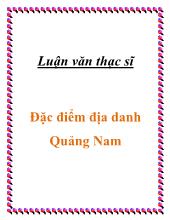 Đặc điểm địa danh Quảng Nam