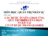 Đề tài Các bước tuyển chọn ứng viên- Quy trình tuyển chọn nhân viên kinh doanh tại công ty cổ phần dược phẩm Glomed