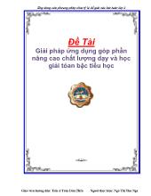 Đề tài Giải pháp ứng dụng góp phần nâng cao chất lượng dạy và học giải toán bậc tiểu học