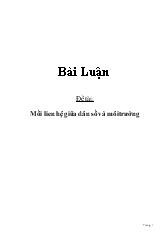 Đề tài Mối liên hệ giữa dân số và môi trường