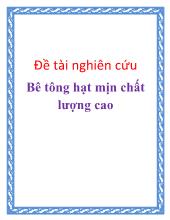 Đề tài Nghiên cứu Bê tông hạt mịn chất lượng cao