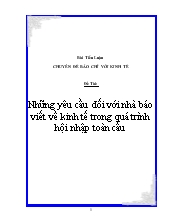 Đề tài Những yêu cầu đối với nhà báo viết về kinh tế trong quá trình hội nhập toàn cầu