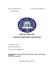 Đề tài Phân tích đặc điểm của dịch vụ và lấy ví dụ về một loại dịch vụ cụ thể