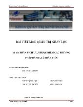 Đề tài Phân tích ưu, nhược điểm các phương pháp đánh giá nhân viên