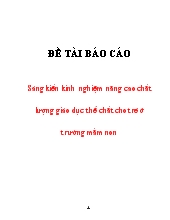 Đề tài Sáng kiến kinh nghiệm nâng cao chất lượng giáo dục thể chất cho trẻ ở trường mầm non