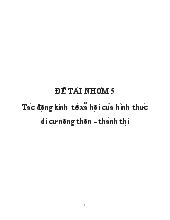 Đề tài Tác động kinh tế xã hội của hình thức di cư nông thôn - Thành thị