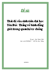 Đề tài Thái độ của sinh viên đại học Tôn Đức Thắng về bình đẳng giới trong quan hệ vợ chồng
