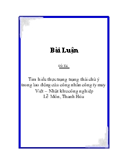Đề tài Tìm hiểu thực trạng trạng thái chú ý trong lao động của công nhân công ty may Việt – Nhật khu công nghiệp Lễ Môn, Thanh Hóa