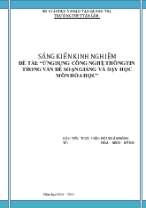 Đề tài Ứng dụng công nghệ thông tin trong vấn đề soạn giảng và dạy học môn hóa học