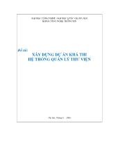 Đề tài Xây dựng dự án khả thi hệ thống quản lý thư viện