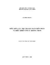 Điều kiện cực trị cho bài toán biến phân và điều khiển tối ưu không trơn