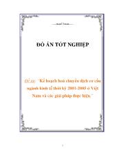 Đồ án Kế hoạch hoá chuyển dịch cơ cấu ngành kinh tế thời kỳ 2001-2005 ở Việt Nam và các giải pháp thực hiện