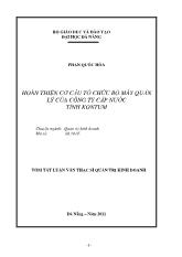 Hoàn thiện cơ cấu tổ chức bộ máy quản lý của công ty cấp nước tỉnh Kon Tum
