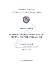 Hoàn thiện công tác thanh kiểm tra thuế tại cục thuế tỉnh Đồng Nai