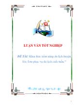 Khai thác tiềm năng du lịch huyện Sóc Sơn phục vụ du lịch cuối tuần