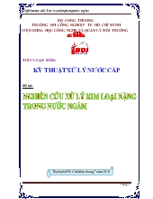 Kỹ thuật xử lý nước cấp-Nghiên cứu xử lý kim loại nặng trong nước ngầm