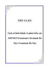 Lịch sử hình thành và phát triển của Ngân hàng thương mại cổ phần Eximbank Chi nhánh Hà Nội.( Eximbank Hà Nội)