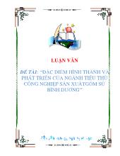 Luận văn Đặc điểm hình thành và phát triển của ngành tiểu thủ công nghiệp sản xuất gốm sứ Bình Dương
