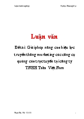 Luận văn Giải pháp nâng cao hiệu lực truyền thông marketing các công cụ quảng cáo trực tuyến tại công ty TNHH Taka Việt Nam