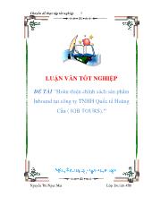 Luận văn Hoàn thiện chính sách sản phẩm Inbound tại công ty trách nhiệm hữu hạn Quốc tế Hoàng Cầu ( IGB TOURS)