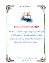 Luận văn Hoàn thiện công tác giám định và bồi thường tổn thất nghiệp vụ bảo hiểm vật chất xe cơgiới tại Công ty cổ phần bảo hiểm Petrolimex