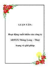 Luận văn Hoạt động xuất khẩu của công ty ARTEX Thăng Long – Thực trạng và giải pháp