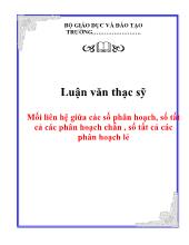 Luận văn Mối liên hệ giữa các số phân hoạch, số tất cả các phân hoạch chẵn , số tất cả các phân hoạch lẻ