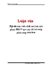 Luận văn Nghiên cứu tính chất xúc tác của phưć Mn2+ và a xít citric trong phản ứng catalaza