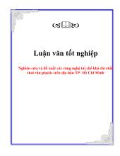Luận văn Nghiên cứu và đề xuất các công nghệ tái chế khả thi chất thải rắn plastic trên địa bàn TP. Hồ Chí Minh