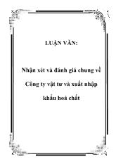 Luận văn Nhận xét và đánh giá chung về Công ty vật tư và xuất nhập khẩu hoá chất