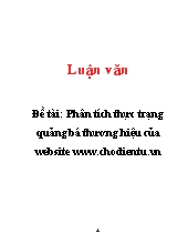 Luận văn Phân tích thực trạng quảng bá thương hiệu của website www.chodientu.vn