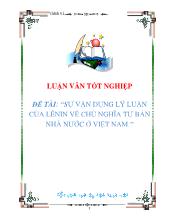 Luận văn Sự vận dụng lý luận của Lênin về chủ nghĩa tư bản nhà nước ở Việt Nam