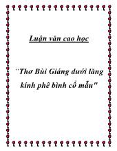 Luận văn Thơ Bùi Giáng dưới lăng kính phê bình cổ mẫu