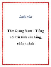 Luận văn Thơ Giang Nam - Tiếng nói trữ tình sâu lắng, chân thành