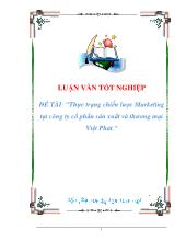 Luận văn Thực trạng chiến lược Marketing tại công ty cổphần sản xuất và thương mại Việt Phát