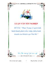 Luận văn Thực Trạng về quá trình hình thành phát triển và đặc điểm kinh doanh của Khách sạn Thủ Đô