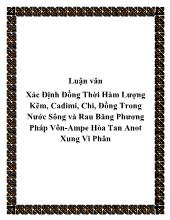 Luận văn Xác định đồng thời hàm lượng kẽm, cadimi, chì, đồng trong nước sông và rau băng phương pháp vôn-Ampe hòa tan anot xung vi phân