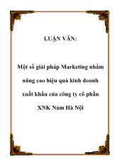 Một số giải pháp Marketing nhằm nâng cao hiệu quả kinh doanh xuất khẩu của công ty cổ phần xuất nhập khẩu Nam Hà Nội