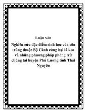 Nghiên cứu đặc điểm sinh học của côn trùng thuộc Bộ Cánh cứng hại lá keo và những phương pháp phòng trừ chúng ở huyện Phú Lương tỉnh Thái Nguyên