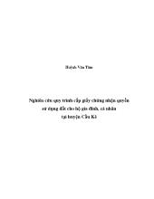 Nghiên cứu quy trình cấp giấy chứng nhận quyền sử dụng đất cho hộ gia đình, cá nhân tại huyện Cầu Kè