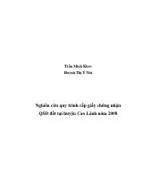 Nghiên cứu quy trình cấp giấy chứng nhận quyền sử dụng đất tại huyện Cao Lãnh năm 2008