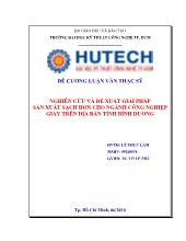 Nghiên cứu và đề xuất giải pháp sản xuất sạch hơn cho ngành công nghiệp giấy trên địa bàn tỉnh Bình Dương