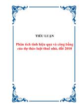 Phân tích tính hiệu quả và công bằng của dự thảo luật thuế nhà, đất 2010