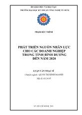 Phát triển nguồn nhân lực cho các doanh nghiệp trong tỉnh Bình Dương đến năm 2020