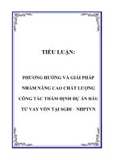 Phương hướng và giải pháp nhằm nâng cao chất lượng công tác thẩm định dự án đầu tư vay vốn tại Sở giao dịch I – Ngân hàng phát triển Việt Nam